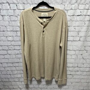 ST JOHN's BAY Mens Waffle-Knit Henley Oatmeal Size XXL